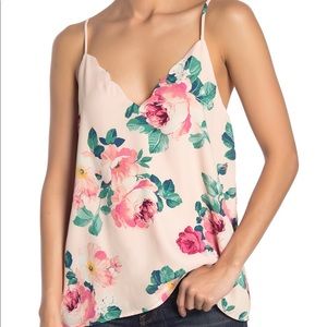 Scalloped V-Neck Camisole in Blush Floral